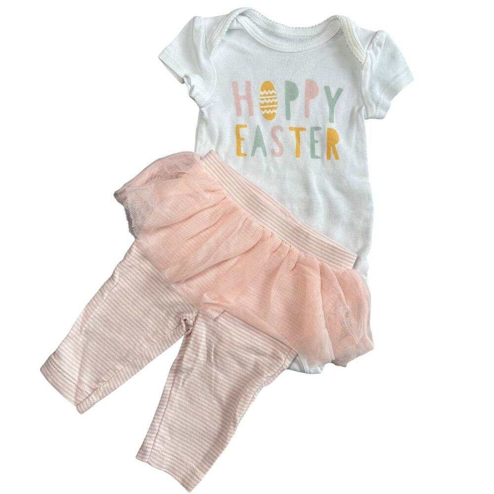 Carter's Matching Outfit Baby Girl Easter White Pink 3 Months